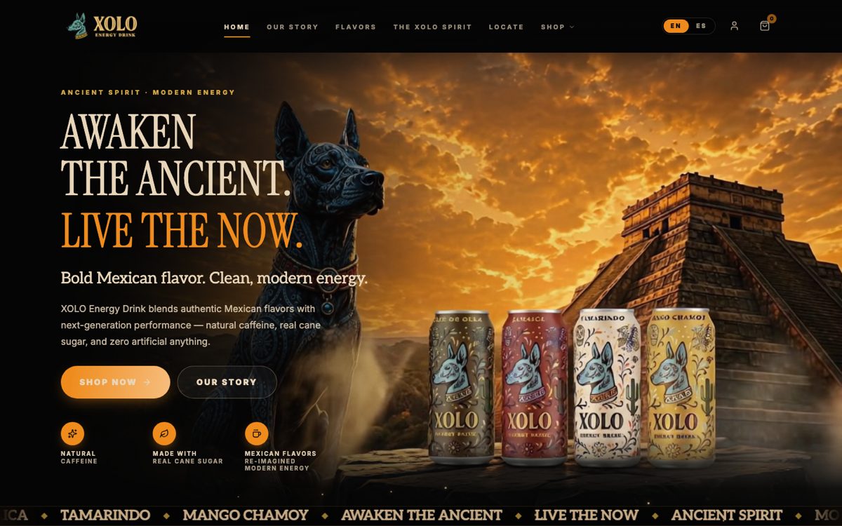 Xolo Energy — premium e-commerce site designed and built by 200bar.ai